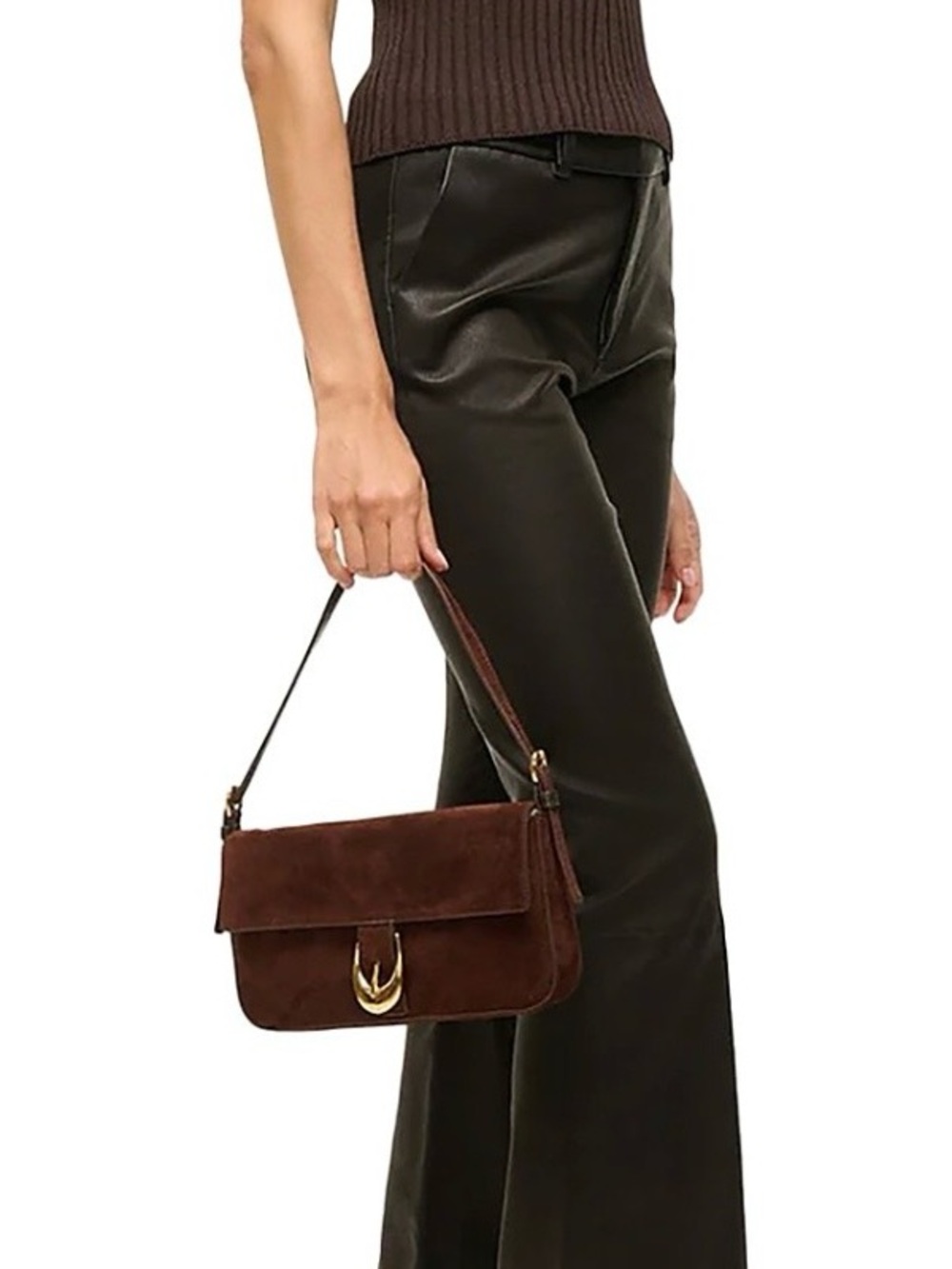 NWT Staud Harlow Suede Shoulder Bag Truffle Suede - Picture 3 of 16